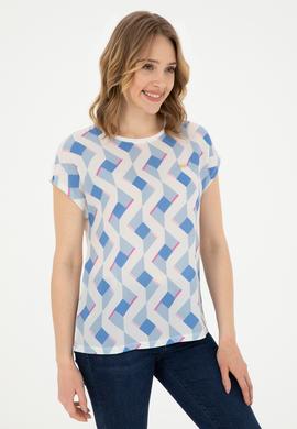 Kadın Koyu Mavi Bisiklet Yaka Tişört - 50281796011