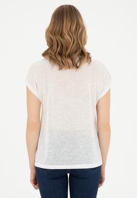 Kadın Koyu Mavi Bisiklet Yaka Tişört - 50281796011