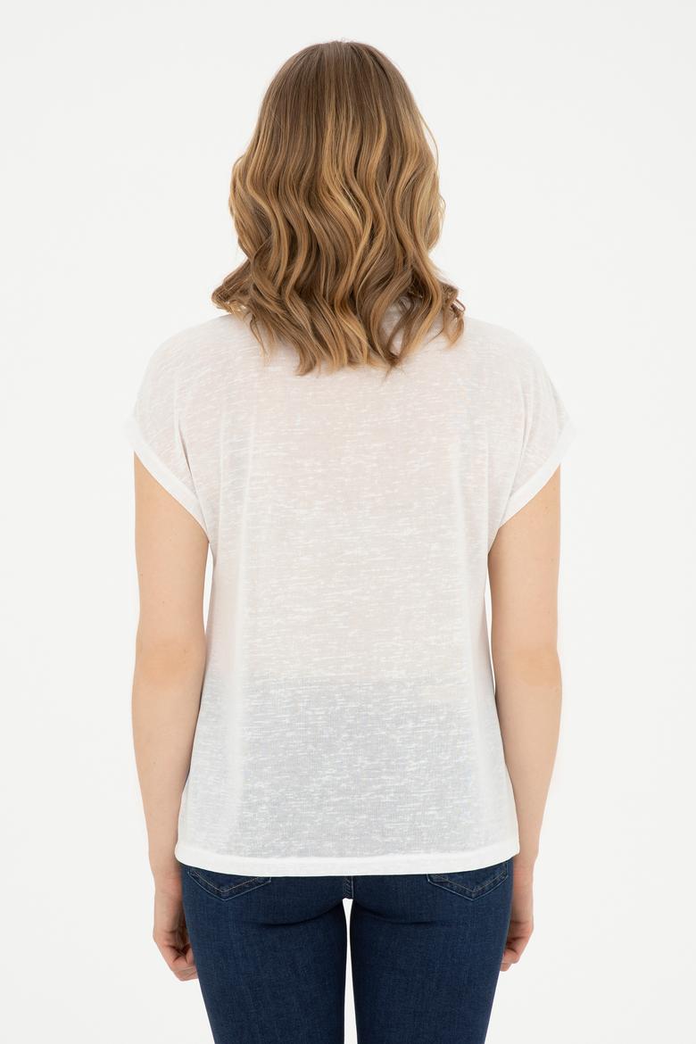 Kadın Koyu Mavi Bisiklet Yaka Tişört - 50281796011