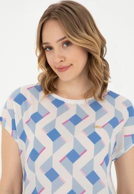 Kadın Koyu Mavi Bisiklet Yaka Tişört - 50281796011