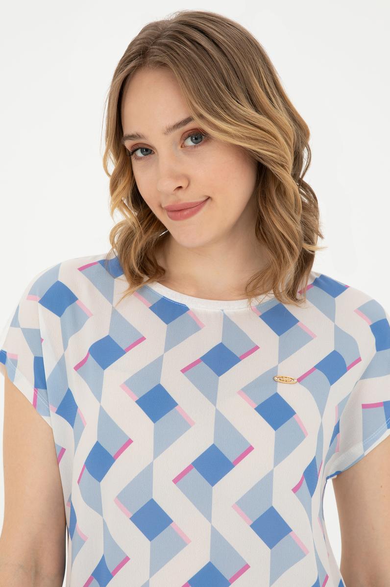 Kadın Koyu Mavi Bisiklet Yaka Tişört