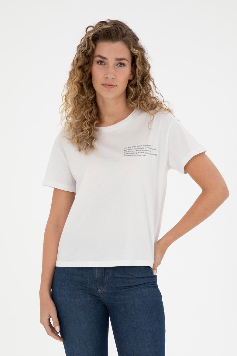 Kadın Ekru Bisiklet Yaka Tişört