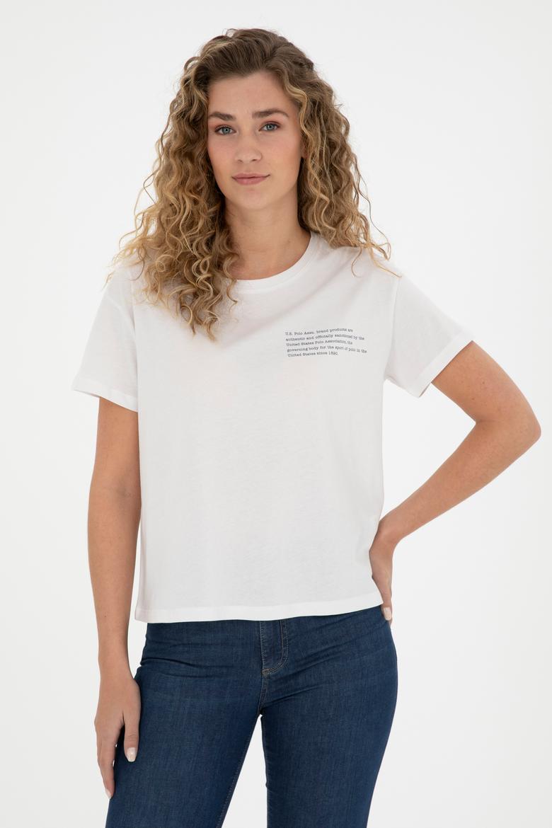 Kadın Ekru Bisiklet Yaka Tişört - 50282900004