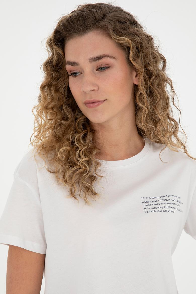 Kadın Ekru Bisiklet Yaka Tişört - 50282900004