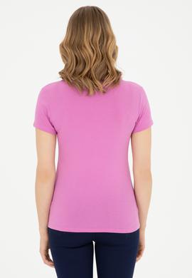 Kadın Pembe Bisiklet Yaka Basic Tişört - 50288686032