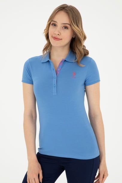 Kadın Koyu Mavi Basic Polo Yaka Tişört