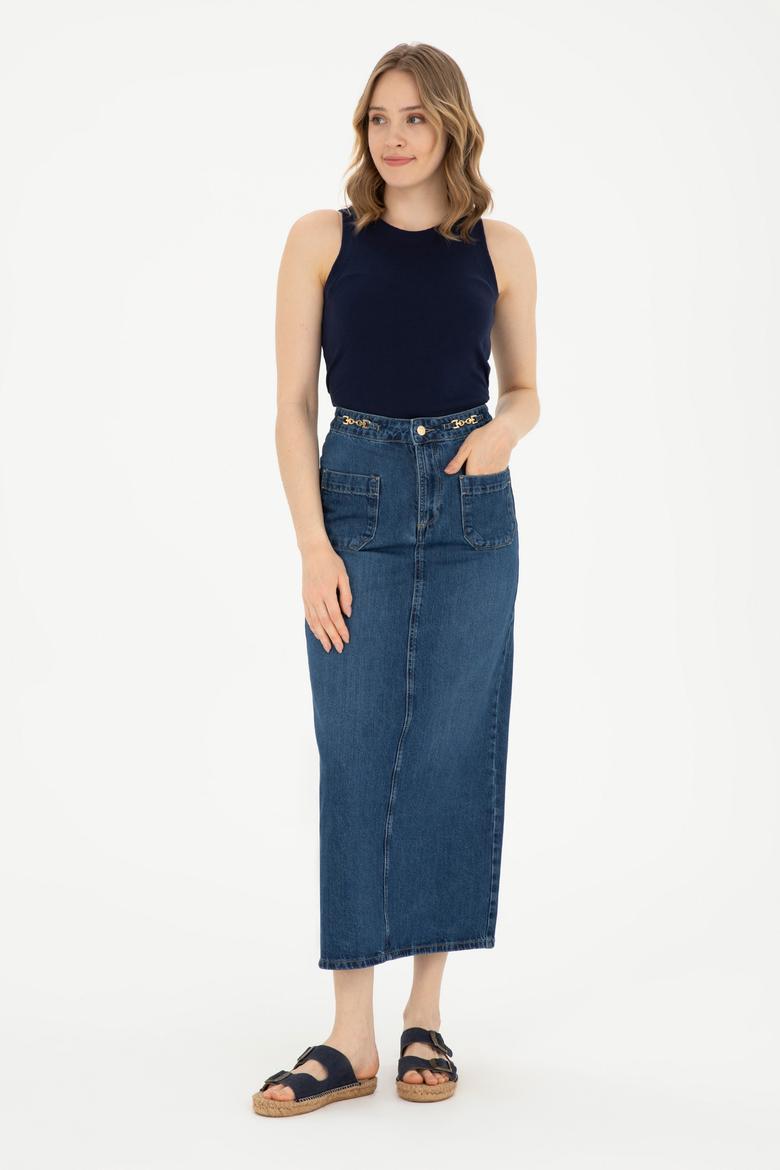 Kadın Lacivert Bisiklet Yaka Kolsuz Basic Tişört - 50280072021