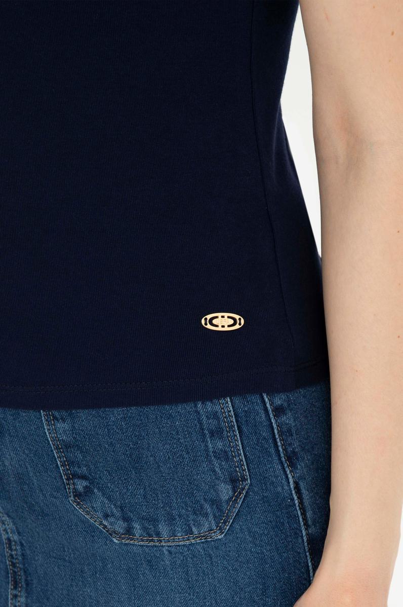 Kadın Lacivert Bisiklet Yaka Kolsuz Basic Tişört