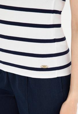 Kadın Beyaz Kolsuz Bisiklet Yaka Tişört - 50281783004