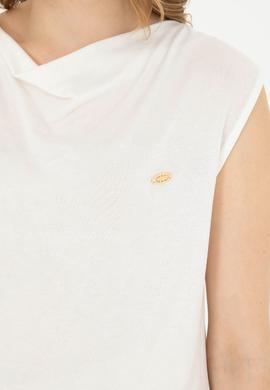 Kadın Ekru Bisiklet Yaka Tişört - 50281791014