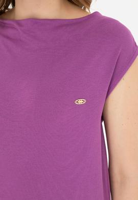 Kadın Mor Bisiklet Yaka Tişört - 50281791020