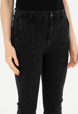 Kadın Siyah Skinny Flare Cropped Fit Jean Pantolon - 50282739007