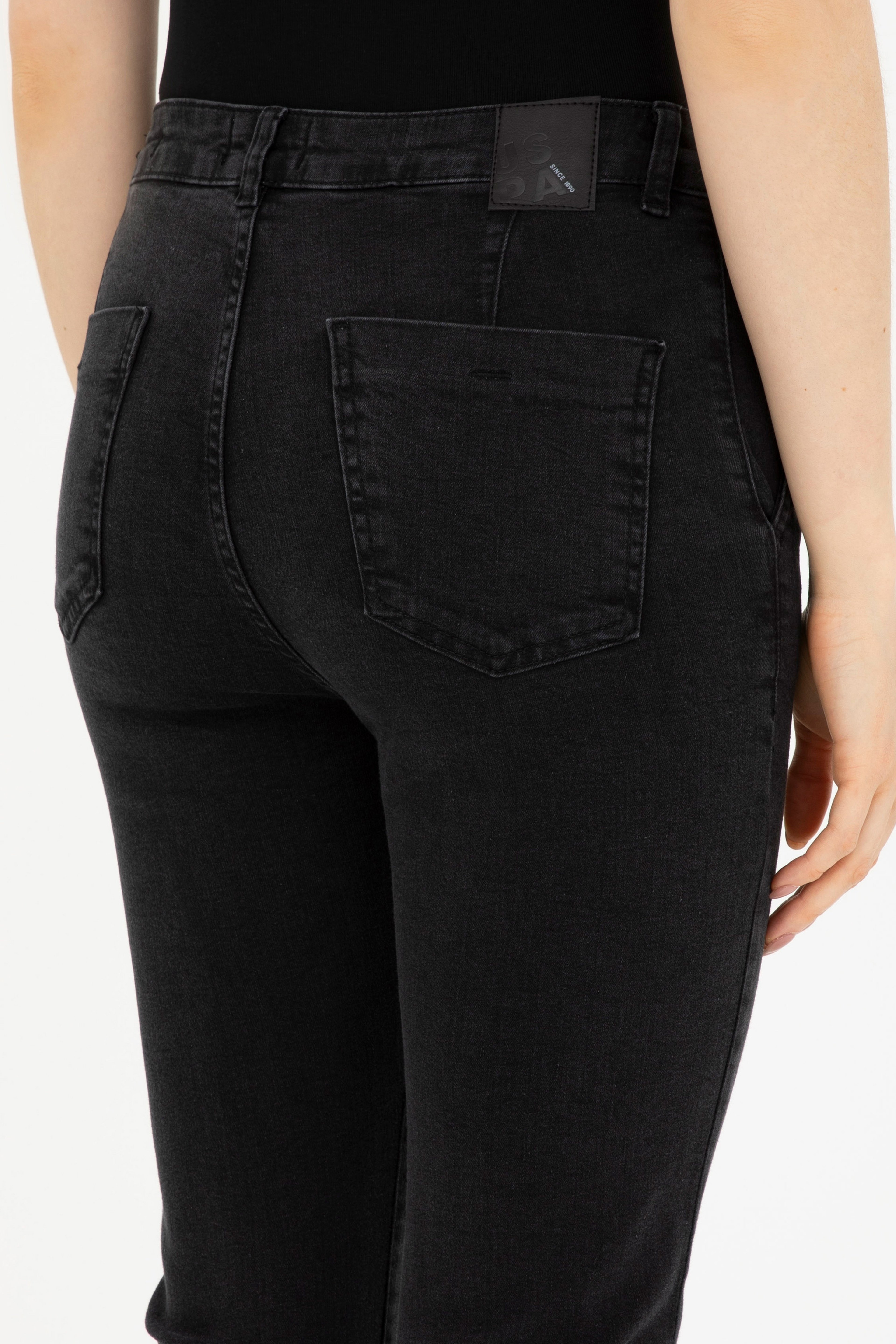 Kadın Siyah Skinny Flare Cropped Fit Jean Pantolon - Image 7