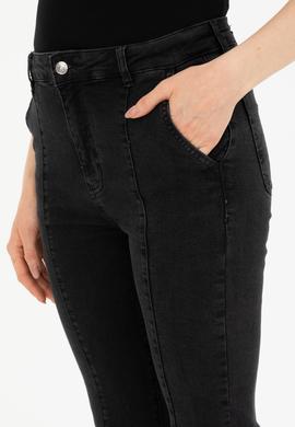 Kadın Siyah Skinny Flare Cropped Fit Jean Pantolon - 50282739007