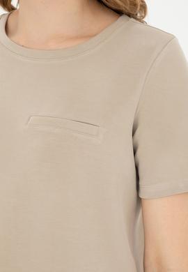 Kadın Açık Haki Bisiklet Yaka Tişört - 50282785013