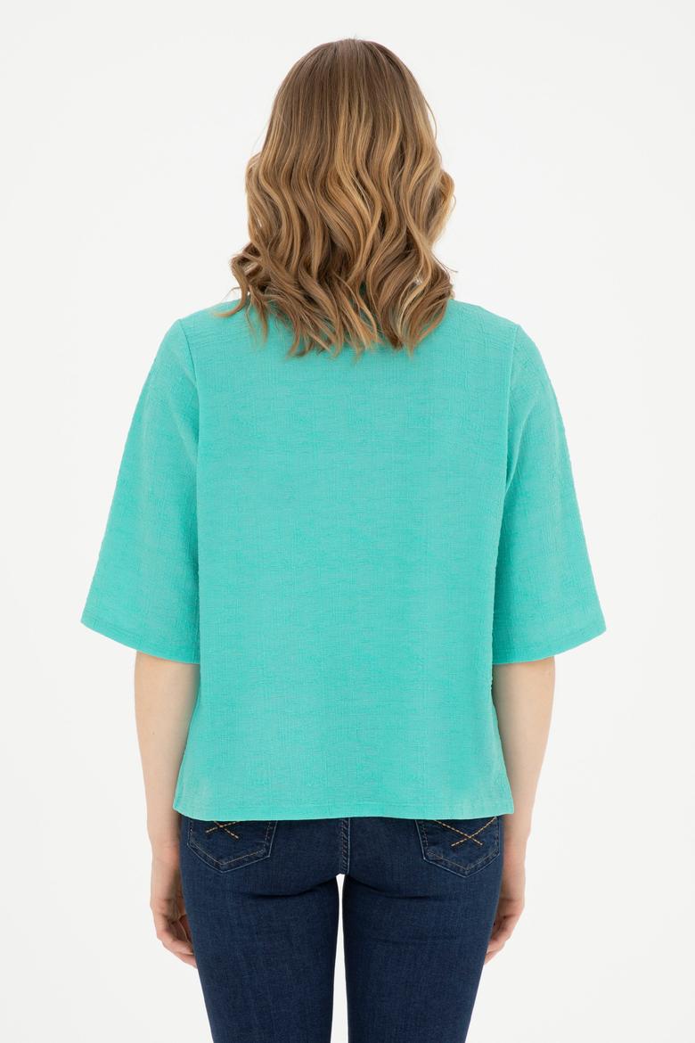 Kadın Mint V Yaka Tişört - 50282864026