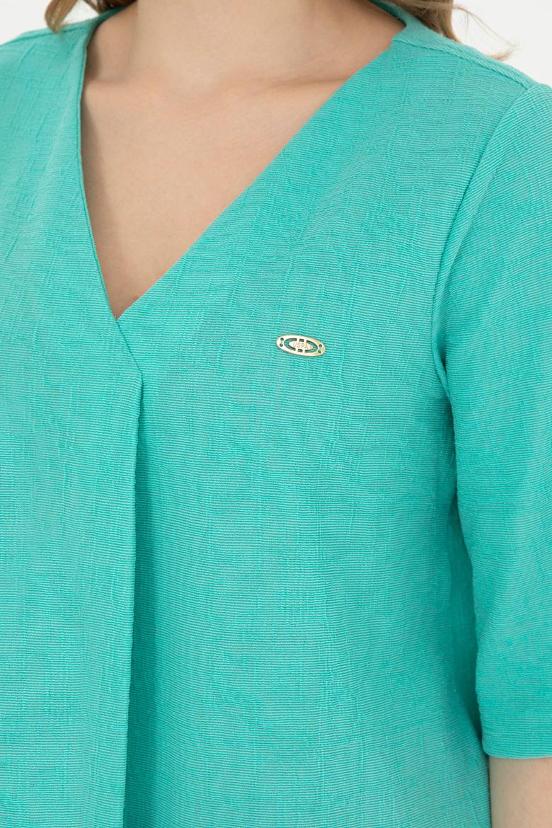 Kadın Mint V Yaka Tişört - 50282864026