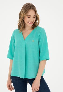 Kadın Mint V Yaka Tişört - 50282864026