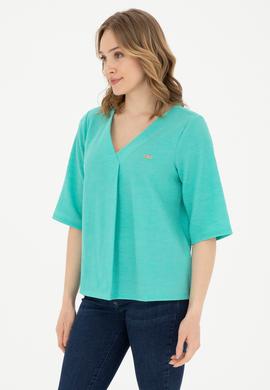 Kadın Mint V Yaka Tişört - 50282864026