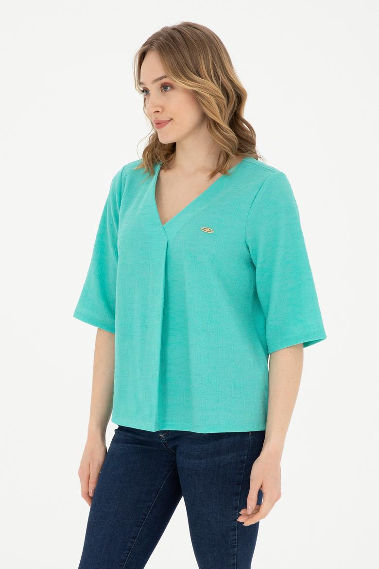 Kadın Mint V Yaka Tişört