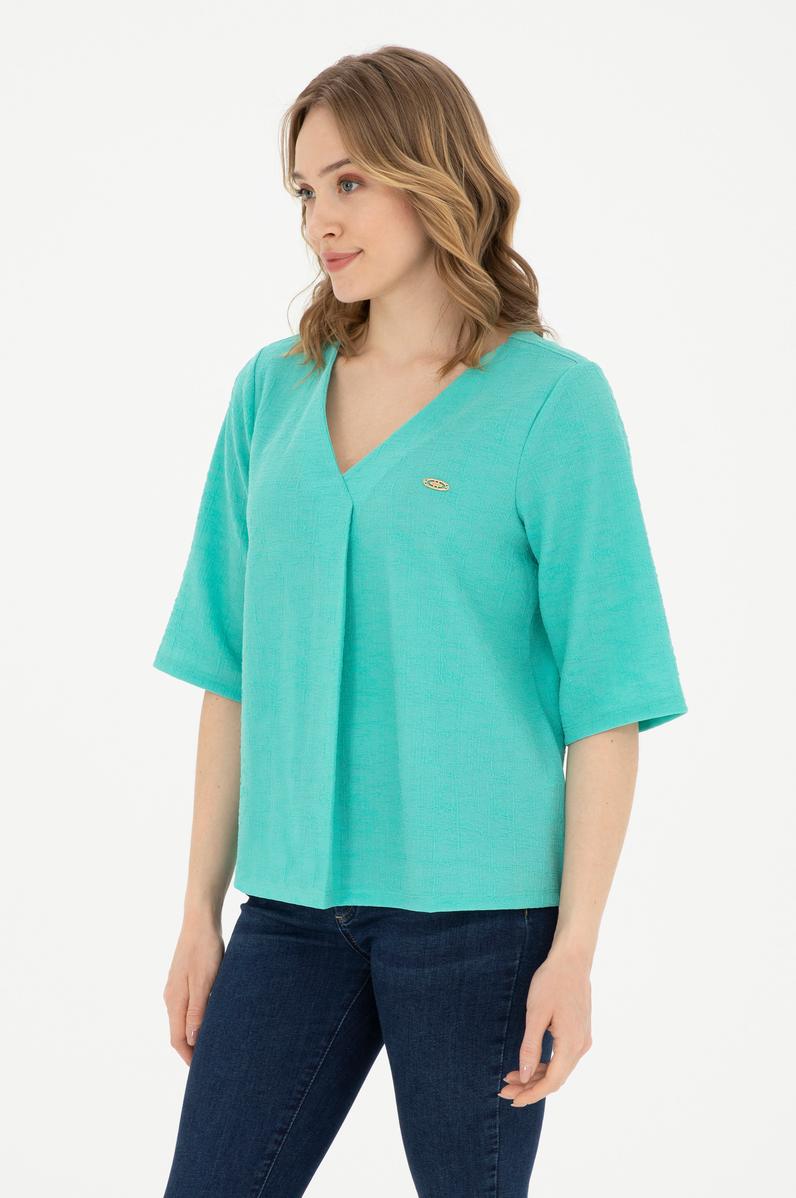 Kadın Mint V Yaka Tişört