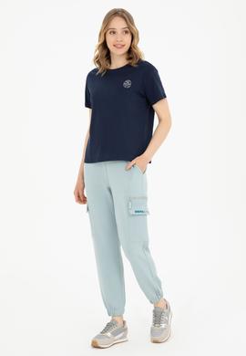 Kadın Lacivert Bisiklet Yaka Tişört - 50282903016