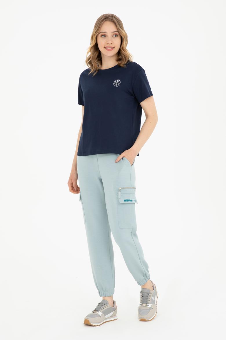 Kadın Lacivert Bisiklet Yaka Tişört - 50282903016