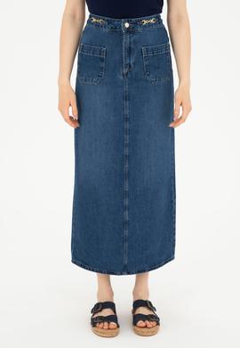 Kadın Mavi Jean Etek - 50283831004