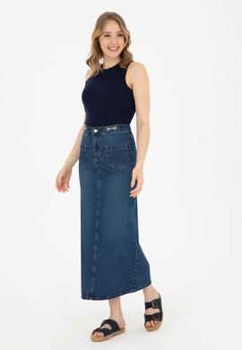 Kadın Mavi Jean Etek - 50283831004