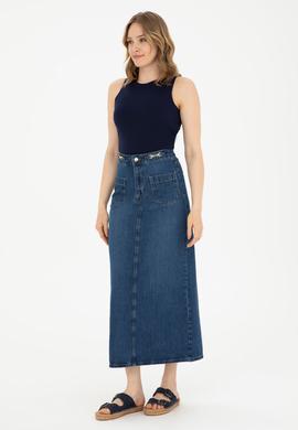 Kadın Mavi Jean Etek - 50283831004