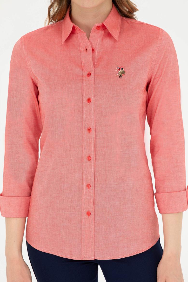 Kadın Kırmızı Uzun Kollu Basic Gömlek - 50283987087