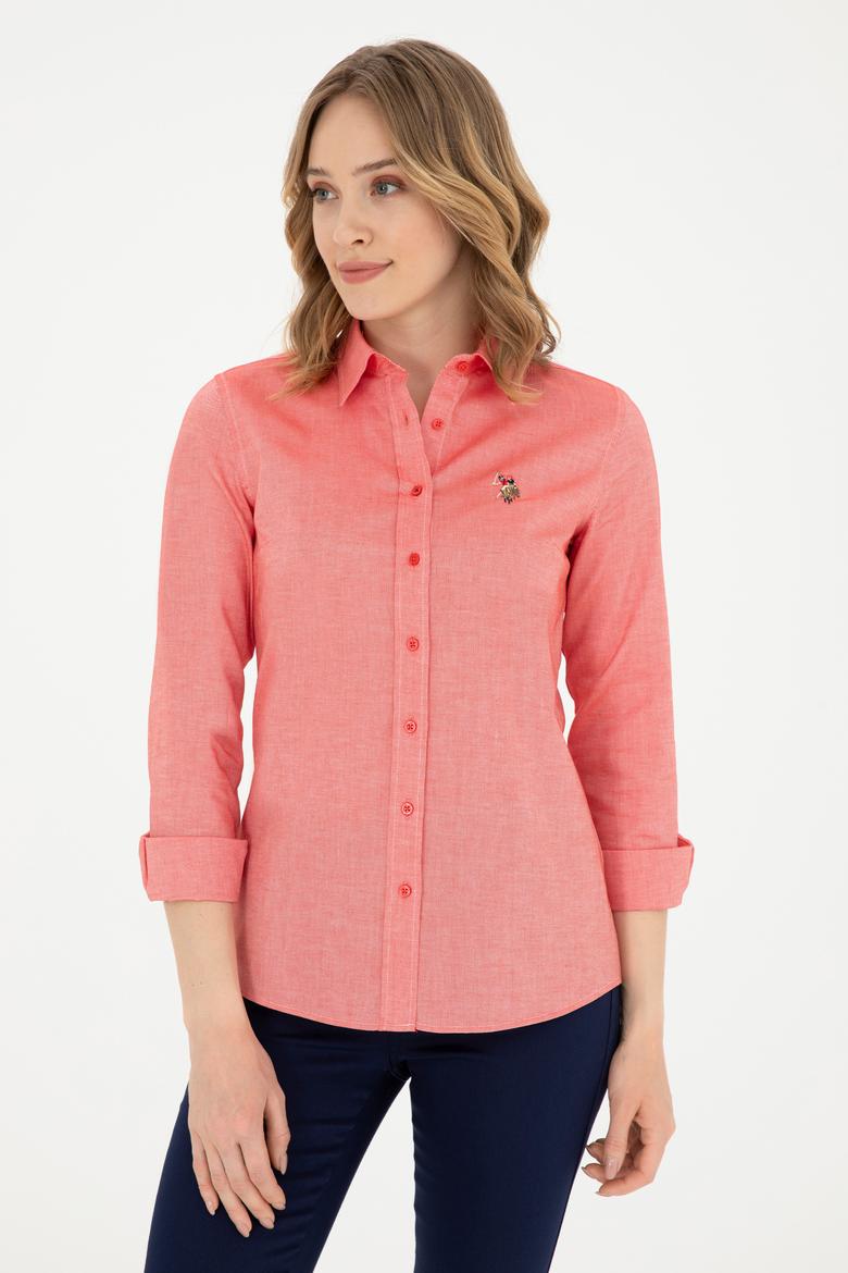 Kadın Kırmızı Uzun Kollu Basic Gömlek - 50283987087