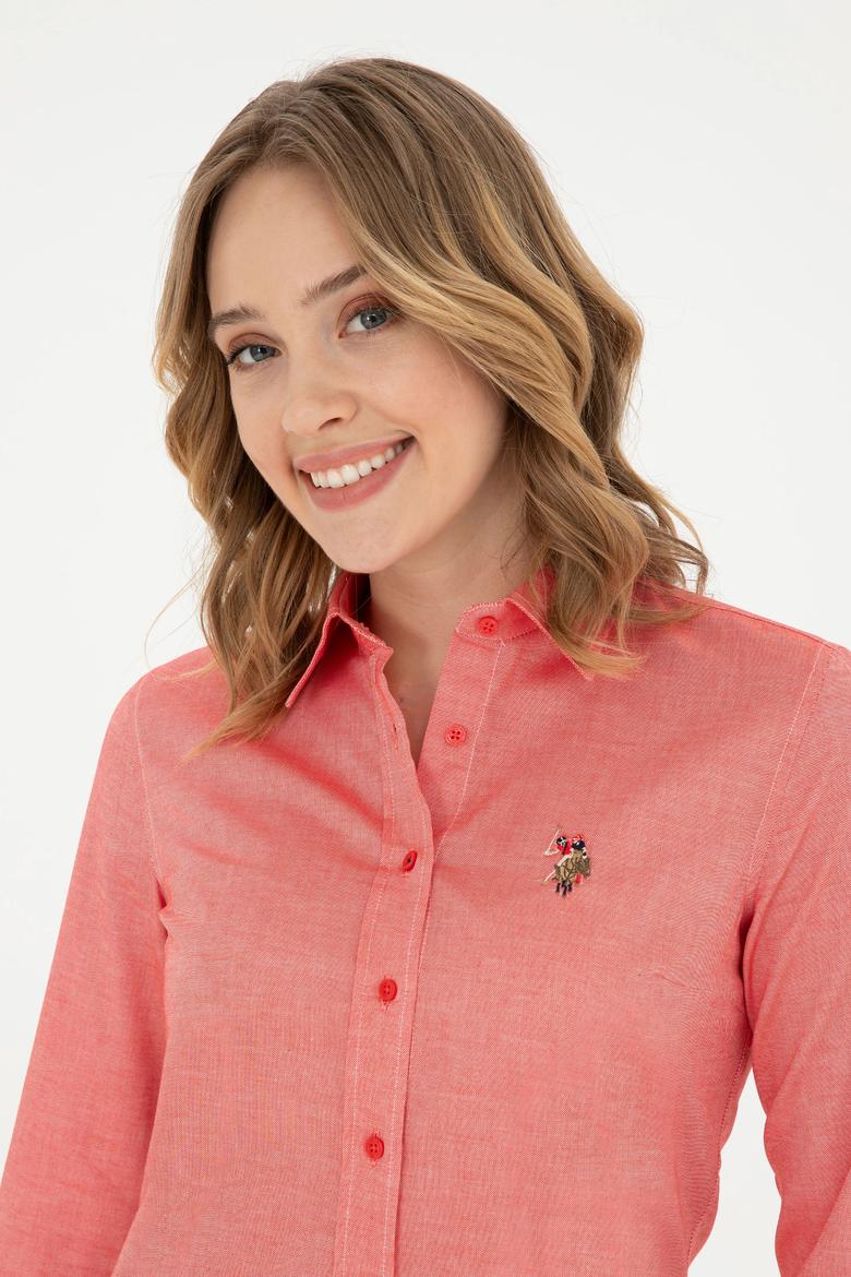 Kadın Kırmızı Uzun Kollu Basic Gömlek - 50283987087
