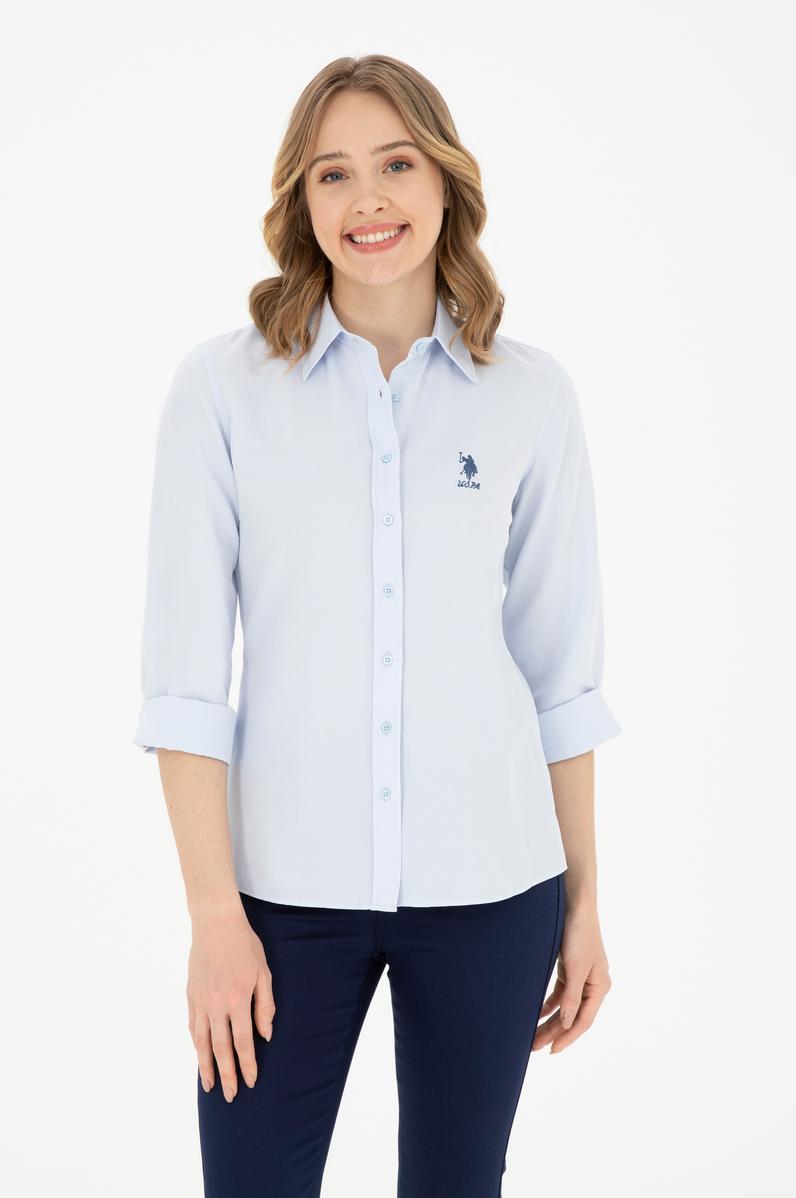 Kadın Açık Mavi Uzun Kollu Basic Gömlek