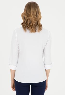 Kadın Beyaz Uzun Kollu Basic Gömlek - 50283988011