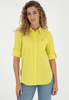 Kadın Fıstık Yeşili Uzun Kollu Gömlek - 50289122013