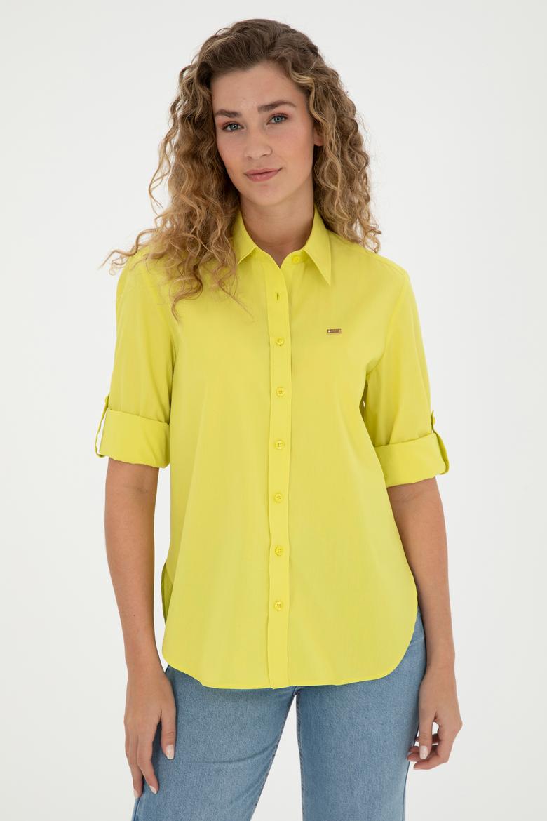 Kadın Fıstık Yeşili Uzun Kollu Gömlek - 50289122013