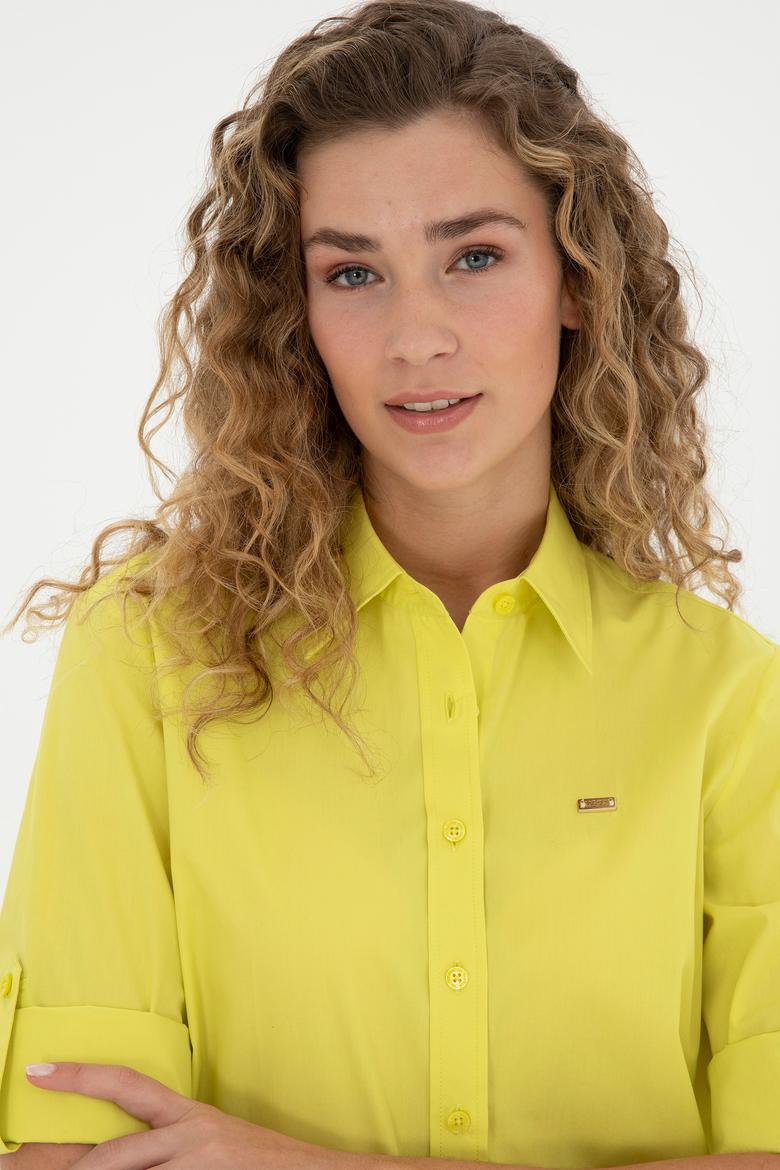 Kadın Fıstık Yeşili Uzun Kollu Gömlek - 50289122013