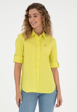 Kadın Fıstık Yeşili Uzun Kollu Gömlek - 50289122013