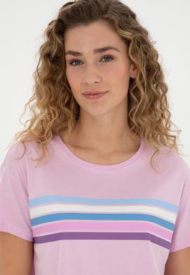 Kadın Pembe Bisiklet Yaka Tişört - 50286056015