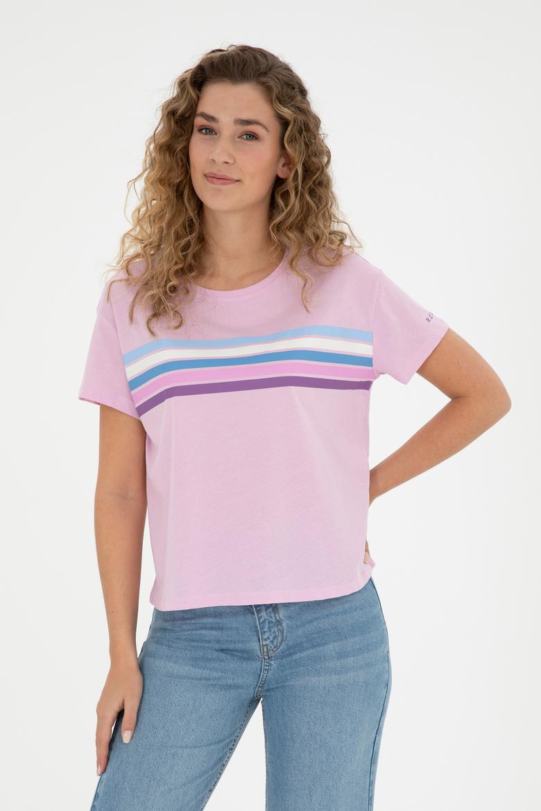 Kadın Pembe Bisiklet Yaka Tişört