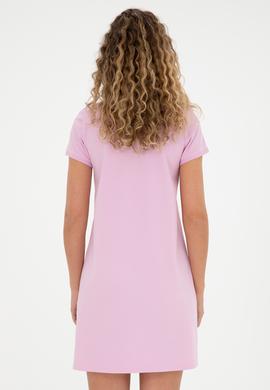 Kadın Pembe Polo Yaka Örme Elbise - 50285859025