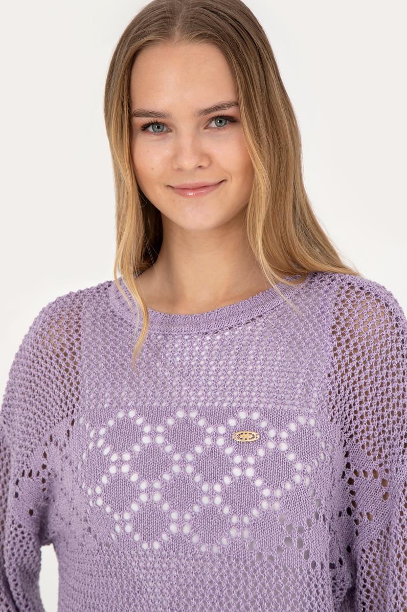 Kadın Lila Bisiklet Yaka Kazak