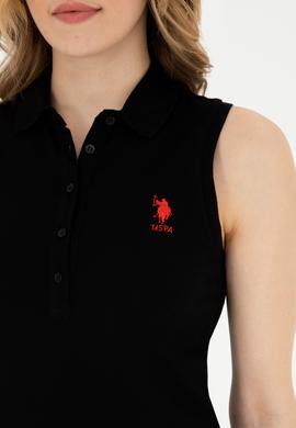 Kadın Siyah Polo Yaka Örme Elbise - 50285857006