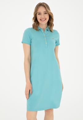 Kadın Mint Polo Yaka Örme Elbise - 50285859090