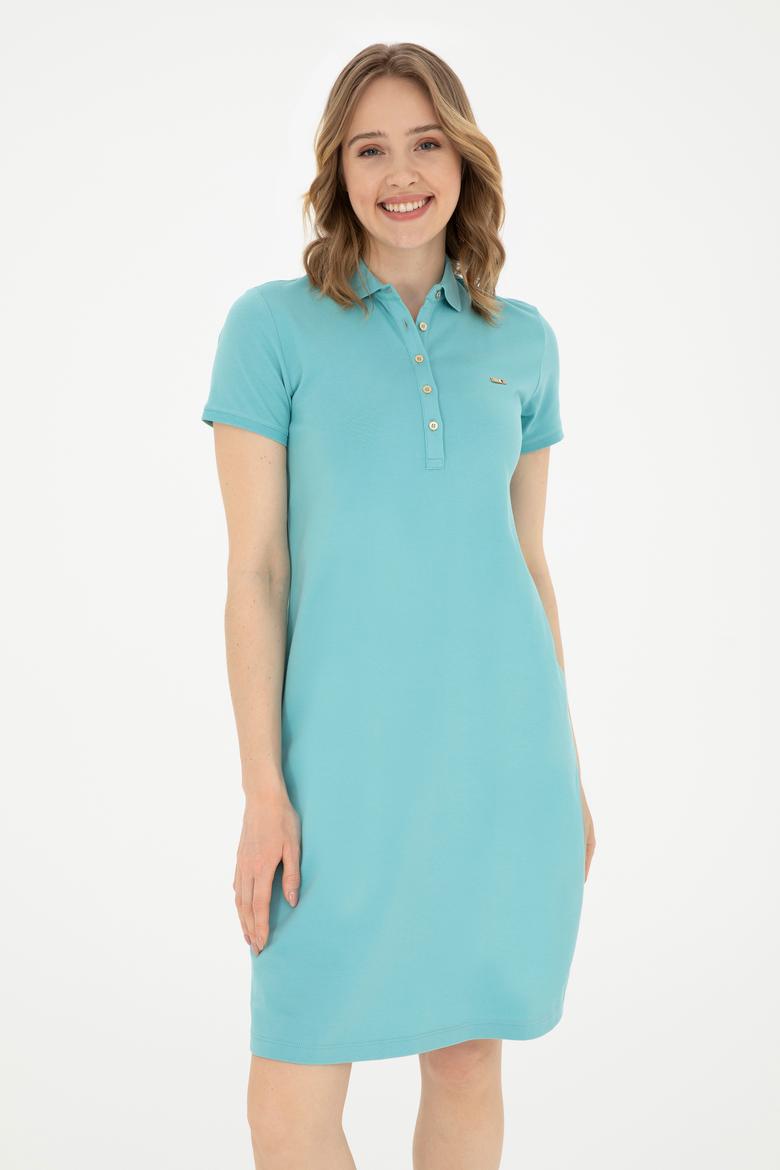 Kadın Mint Polo Yaka Örme Elbise - 50285859090