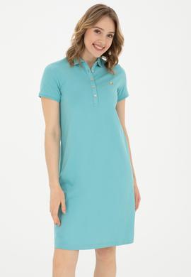 Kadın Mint Polo Yaka Örme Elbise - 50285859090