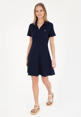 Kadın Lacivert Polo Yaka Örme Elbise - 50285872013