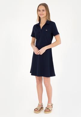 Kadın Lacivert Polo Yaka Örme Elbise - 50285872013