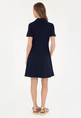 Kadın Lacivert Polo Yaka Örme Elbise - 50285872013